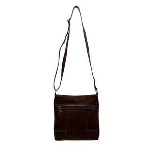 Nine West Women’s Brown Faux Leather Zip Closure Adjustable Strap Crossbody Bag